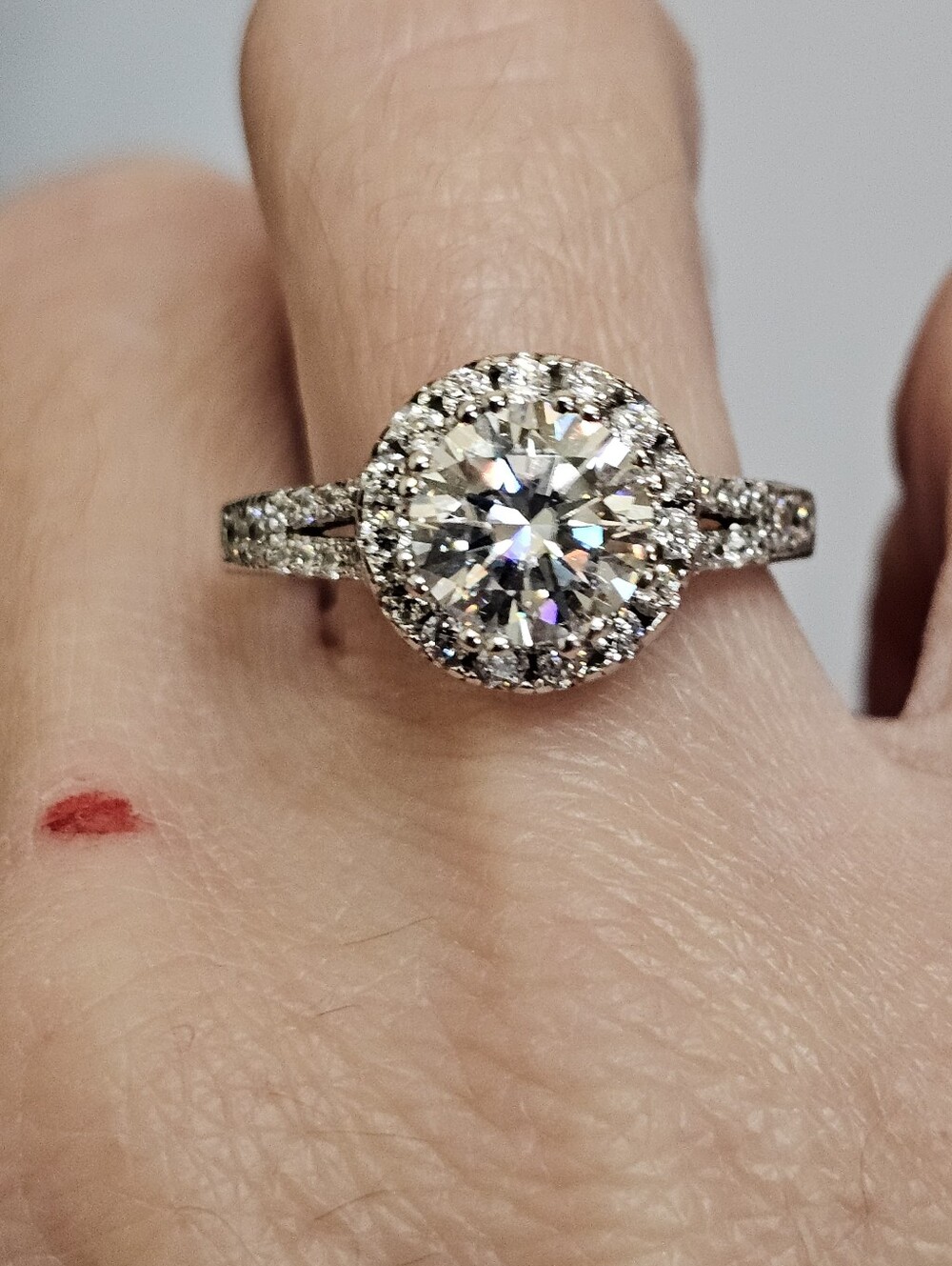 Genuine Moissanite 3 Carat Ring 18K White Gold Vermeil Size 8! - Picture 7 of 15